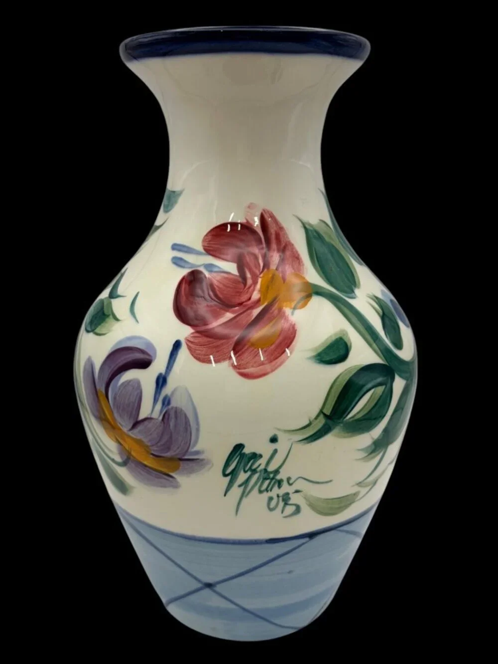 Vintage Gail Pittman “Annabella” Hand-Painted Art Pottery Vase Signed 1995